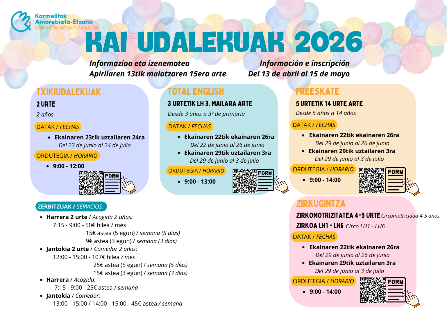 KAI Udalekuak 2026 — Amorebieta-Etxano KAI Udalekuak 2026 kartela tamaina osoan ikusi